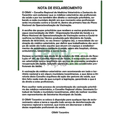 nota de esclarecimento sobre vacinação prioritária