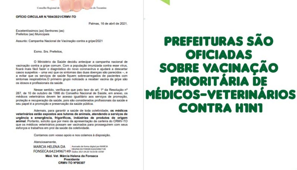 ofícios sobre vacinação h1n1 de mv's
