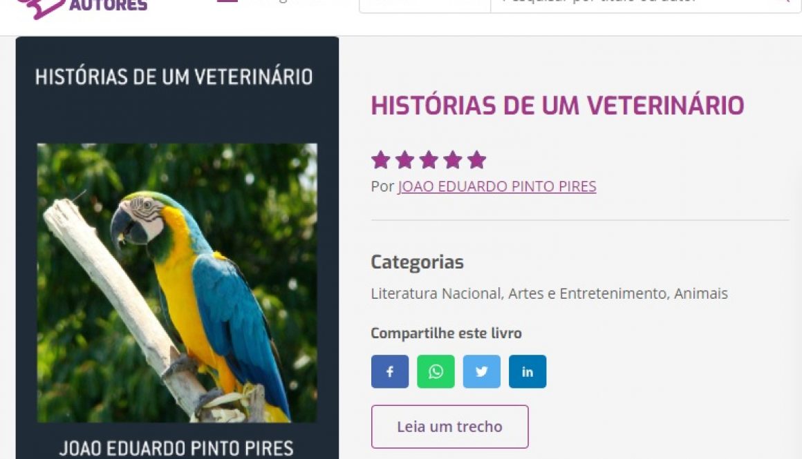 livro histórias de um veterinário João Eduardo