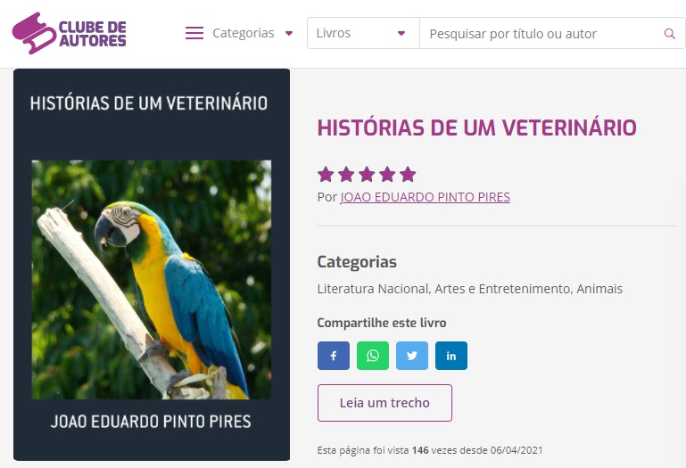 livro histórias de um veterinário João Eduardo