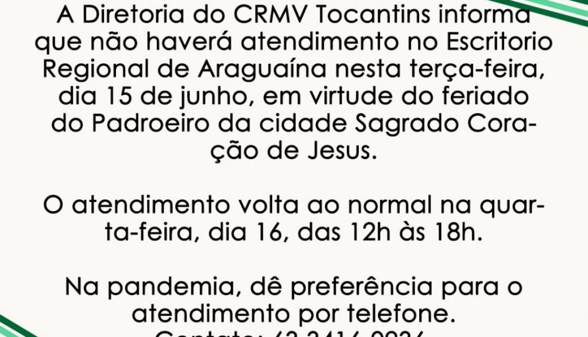 feriado em Araguaína - 15.06