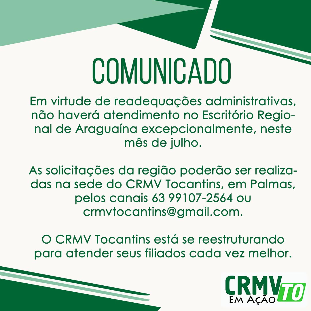 comunicado atendimento araguaína