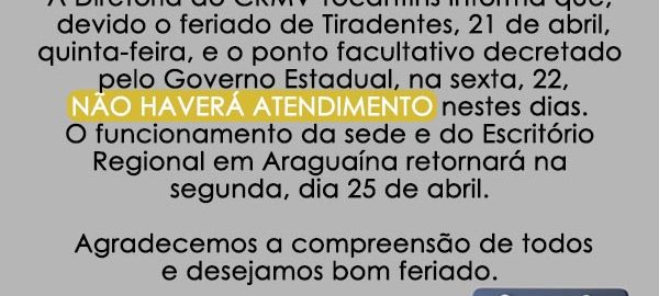 funcionamento no feriado de tiradentes