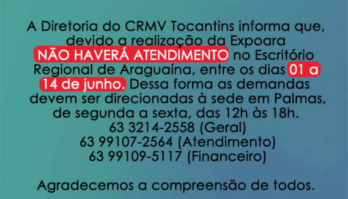 funcionamento do escritório durante expoara