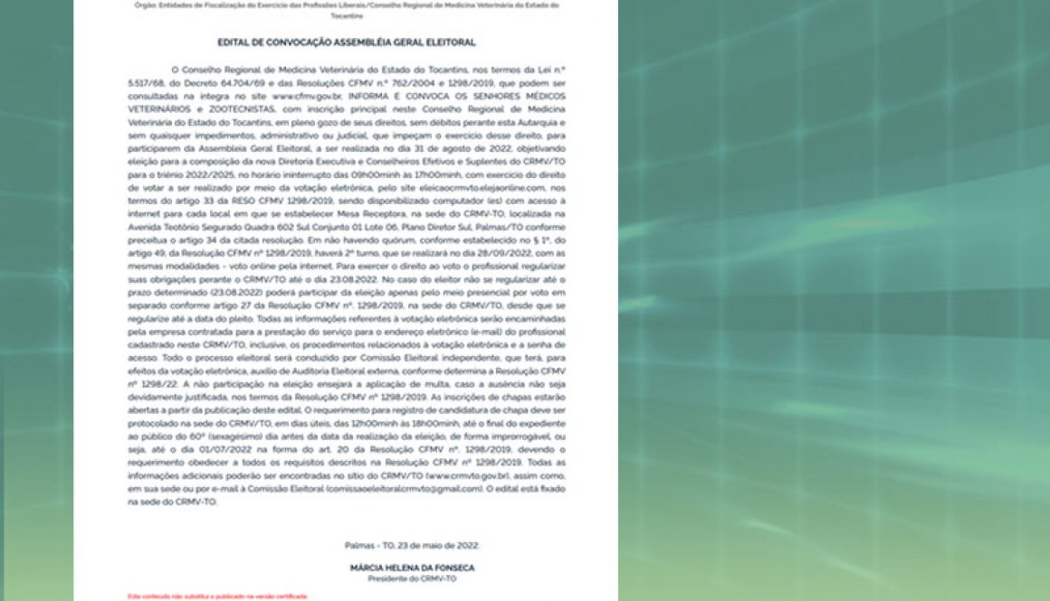 publicado edital para eleição