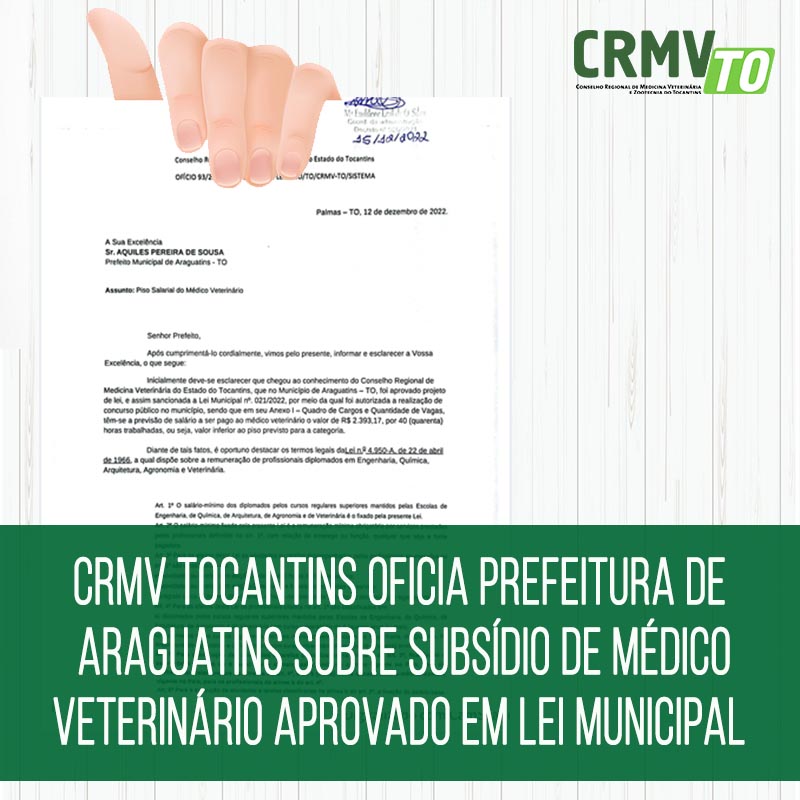 CRMV oficia Prefeitura de Araguatins copiar