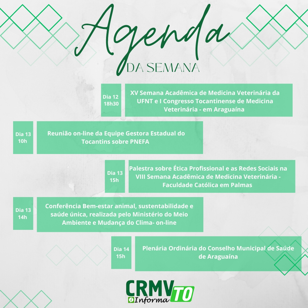 agenda da semana crmv (Post para Instagram (Quadrado))