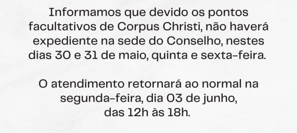 ponto facultativo corpus christi